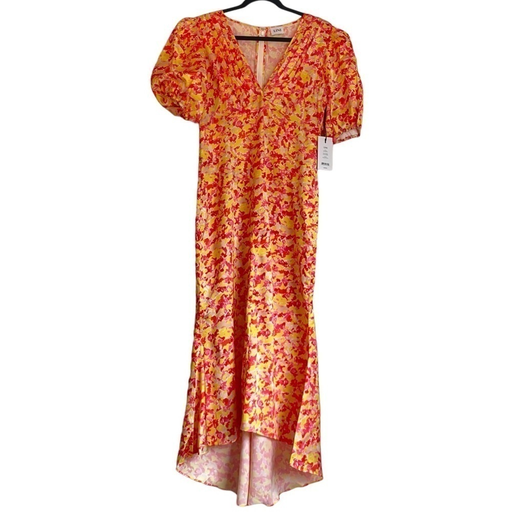 LINI Amalia Yellow Red Multi Maxi Dress Size Large New‎ with Tags